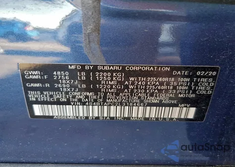 2020 Subaru Outback Touring из США, поврежденный, VIN 4S4BTAPC2L3184667